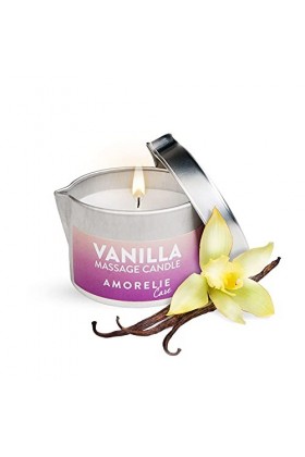 Amorelie Care - Bougie de massage parfum vanille 50 ml - Cire se transforme en huile pour massages en couple