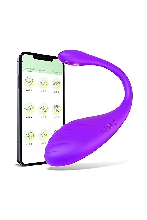 Oé?f V?br?nt Connecté Telephone App,Oeuf de Masseur ?è?f Vîbrant ?ans ?il pour ?è??e Silicone Tèłecommande P???? V??????? Fem