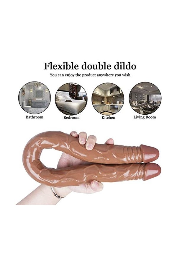 Double Tête Réaliste Gode GÔDË TOYSPOUR FẸMININ ĞAY GODE RÉALISTE LESBIEN,GODE FLEXIBLE À PÉNIS TRÈS LONG DONG HH4