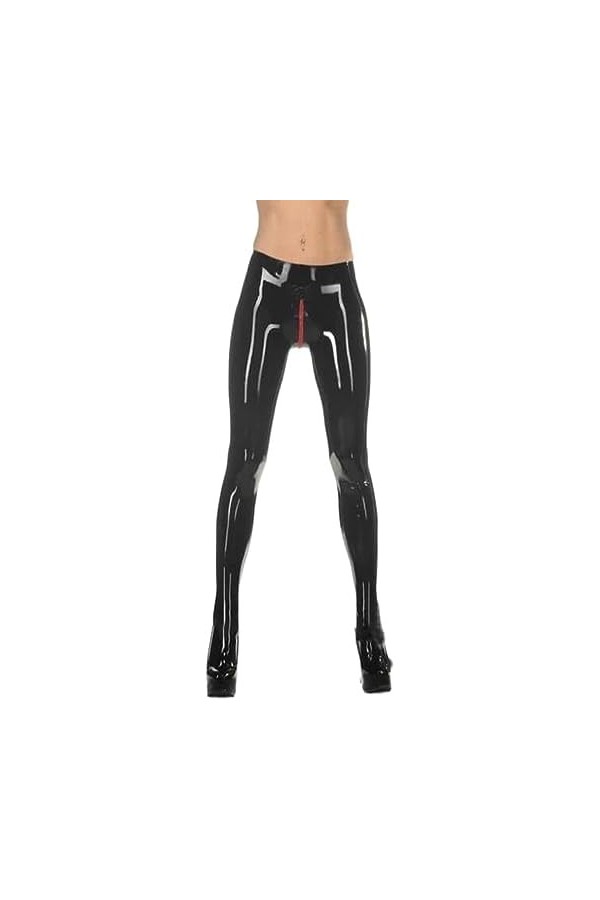 IDOBLO Leggings en Latex Leggings en Caoutchouc pour Femmes Zip Bidirectionnel À lentrejambe Personnalisé,Clair,4XL
