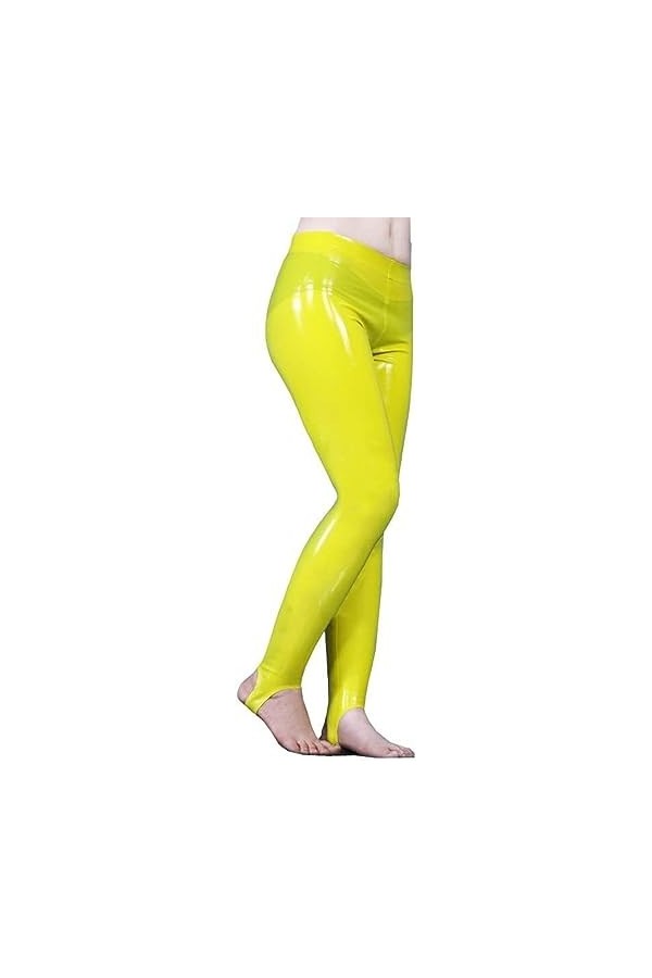IDOBLO Latex Naturel Femmes Sexy Jaune Étape Pied Serré Caoutchouc Pantalon Leggings,Violet,L
