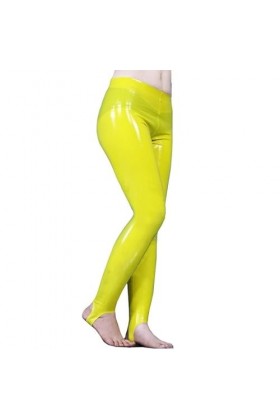 Latex naturel femmes Sexy jaune étape pied serré caoutchouc pantalon grande taille Leggings