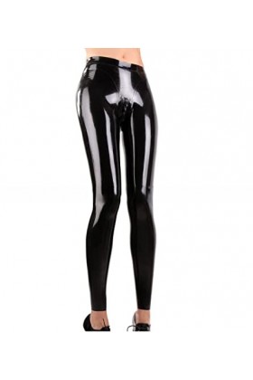 Leggings en latex noir sexy avec fermetures à glissière à lentrejambe pantalons longs en caoutchouc jeans pantalons bas