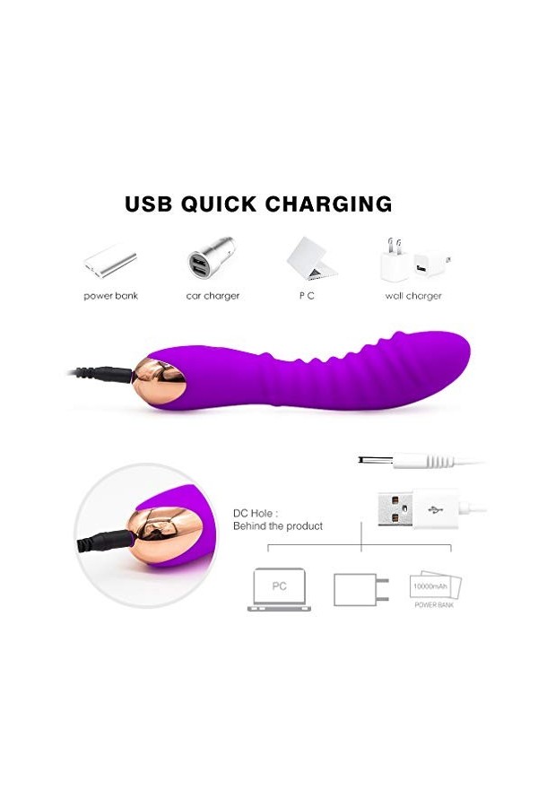 Masseur en silicone portable, Vibromasseur avec 10 modes de réglage, chargement USB, 100% étanche Ea06 rabbit vibromasseurs