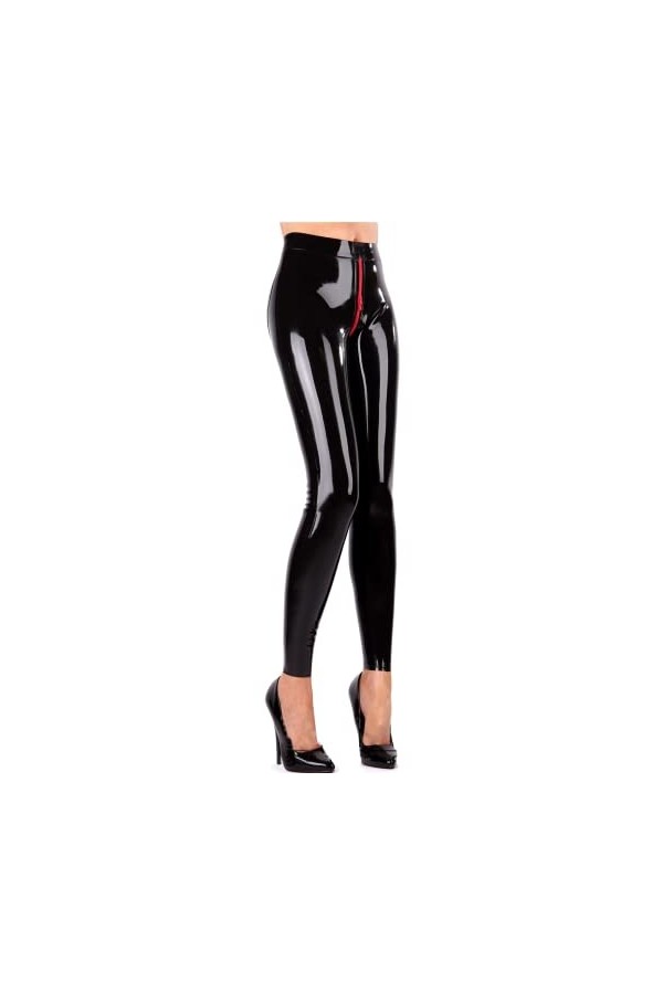 Leggings en Latex 3D Hanches Cut Crotch Zip Latex Femmes Pantalon Skinny