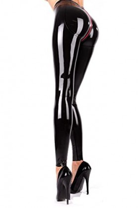 Leggings en Latex 3D Hanches Cut Crotch Zip Latex Femmes Pantalon Skinny