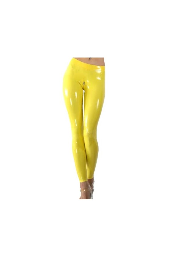 Leggings en Latex femmes pantalons en Latex entrejambe Zip femmes pantalons en Latex maigres