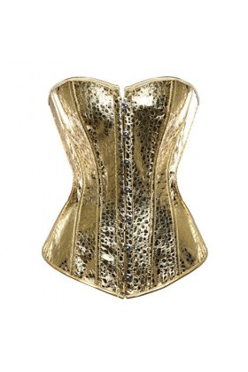 Grebrafan Gothique Corset Bustier Cuir Paillette Costume Disco EU 42-44 3XL, Or