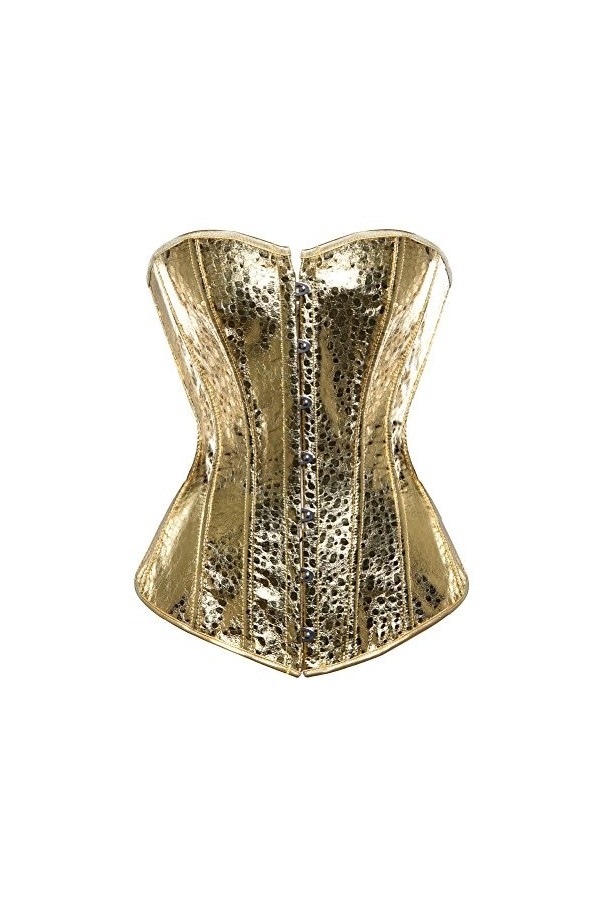 Grebrafan Gothique Corset Bustier Cuir Paillette Costume Disco EU 42-44 3XL, Or