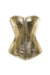 Grebrafan Gothique Corset Bustier Cuir Paillette Costume Disco EU 42-44 3XL, Or