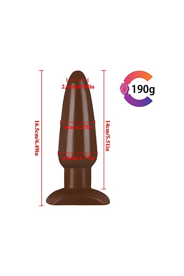 Masseur de relaxation imperméable à leau lisse brin marron, hauteur 16.5cm, diamètre 2.5~4.5cm, poids 190g