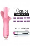 Vîbrômàssèürs Fémînîn Clîtôrîdien Masseur en silicone portable,10 fréquences de vibration Vibromasseur avec fonction de T-5