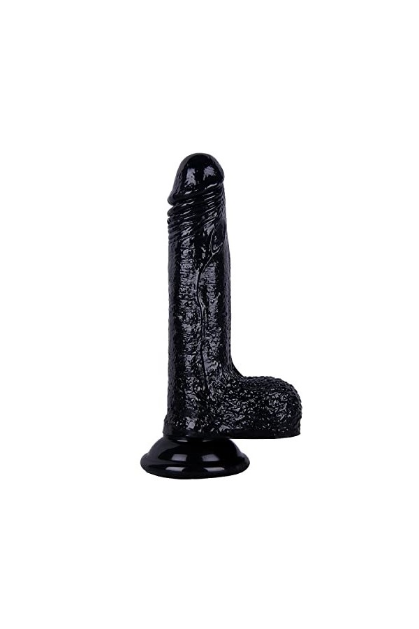 Noir grande taille texture lisse silicone imperméable à leau relaxant massage jouet, longueur 19cm, diamètre 3.5~4cm, poids 