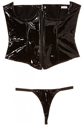 Black Level Corsage Ouvert en Vinyle et String X-Large