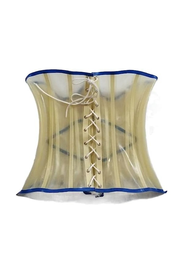 Latex 100% Caoutchouc Femmes Ceintures Transparentes Corset Entraînement Taille Formateur 1mm,Bord Bleu Clair,M