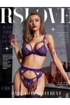 RSLOVE Femmes Ensemble Lingerie Dentelle Jarretière Sexy Porte Jarretelles Soutien-Gorge et Culotte Ensemble Violet M