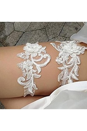 Tumotsit Ensemble de jarretières de Mariage, jarretières Blanches pour mariée, jarretière de Bras de Mariage en Dentelle, jar