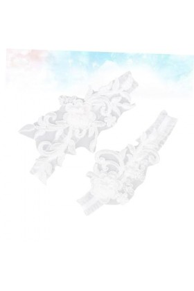 Abaodam 2 Pièces Punk Ceinture Dentelle Fleur Jarretière Jambe Ornement Perle Ceintures pour Femmes Robes Strass Jarretière B