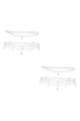 GALPADA 4 Pcs Jarretière De Mariée Blanc Strass Dentelle Bas Femme Costume Dentelle Jambe Anneaux pour Femmes Dentelle Jarret