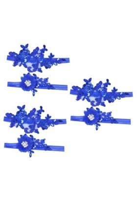 Abaodam 3 Paires DAccessoires Bleus Jarretelles De Mariée Porte-Jarretelles Florales Mariée De Mariage