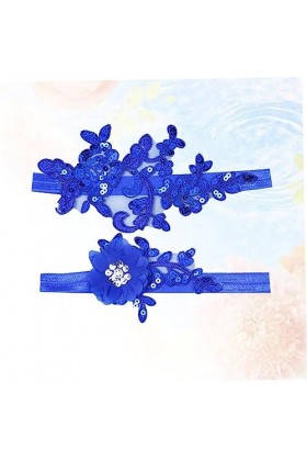 Abaodam 3 Paires DAccessoires Bleus Jarretelles De Mariée Porte-Jarretelles Florales Mariée De Mariage