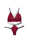 CHAOEN Ensemble de sous-vêtements en dentelle pour femme avec soutien-gorge et culotte - Rouge - XXX-Large