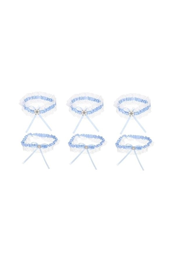 GALPADA 3 Ensembles Porte-Jarretelles Fleur Jarretières Dentelle pour Femmes Jarretières Bleues pour La Mariée Blanc Costumes