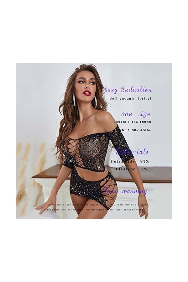 Lingerie Femme Nuisette sous Vetements Feminins Lingerie Sexy Femme Ensemble Lingerie pour Femmes Nuisette Sexy en Dentelle R