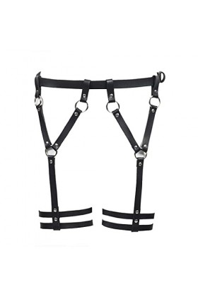 kawehiop Harnais de corps en cuir PU mode Punk Sexy jambe Festival Festival Club Jean ceinture décoration fournitures femmes 