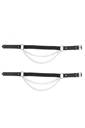 Porte-Jarretelles de Cuisse en Faux Cuir pour Femmes, Jarretelles de Jambe Largement Réglables, 2 Pièces, Chaîne en Métal Sup