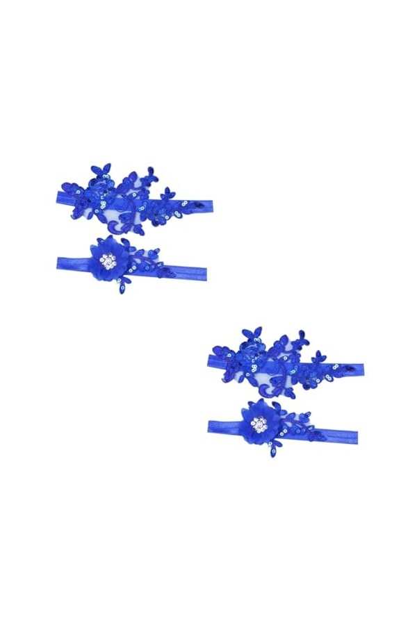 GALPADA 2 Paires DAccessoires Bleus Jarretière De Mariage Mariée