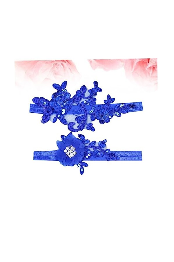 GALPADA 2 Paires DAccessoires Bleus Jarretière De Mariage Mariée