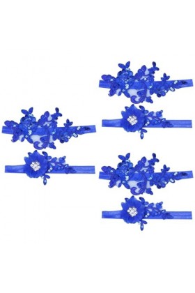 GALPADA 3 Paires Accessoires Bleu Jarretière Mariée Mariage