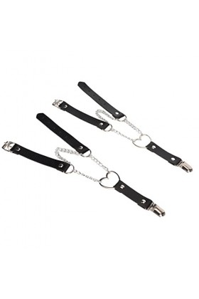 Jarretières de Jambe Empêchent les Chutes 2 Pièces Anneau en Forme de Coeur Jarretière de Cuisse Érogène PU Métal Réglable Mo