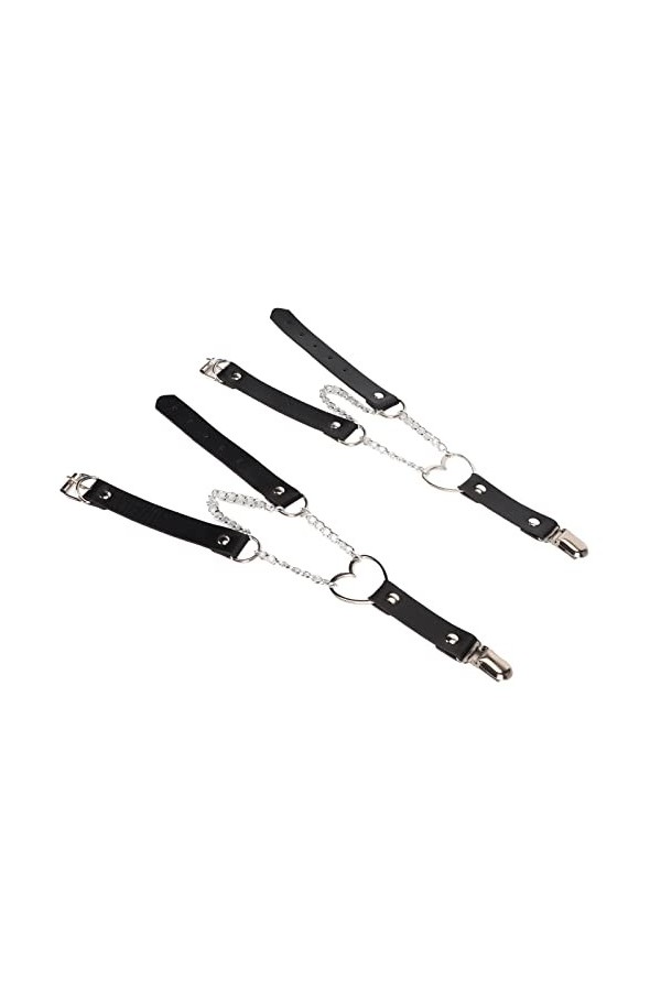 Jarretières de Jambe Empêchent les Chutes 2 Pièces Anneau en Forme de Coeur Jarretière de Cuisse Érogène PU Métal Réglable Mo