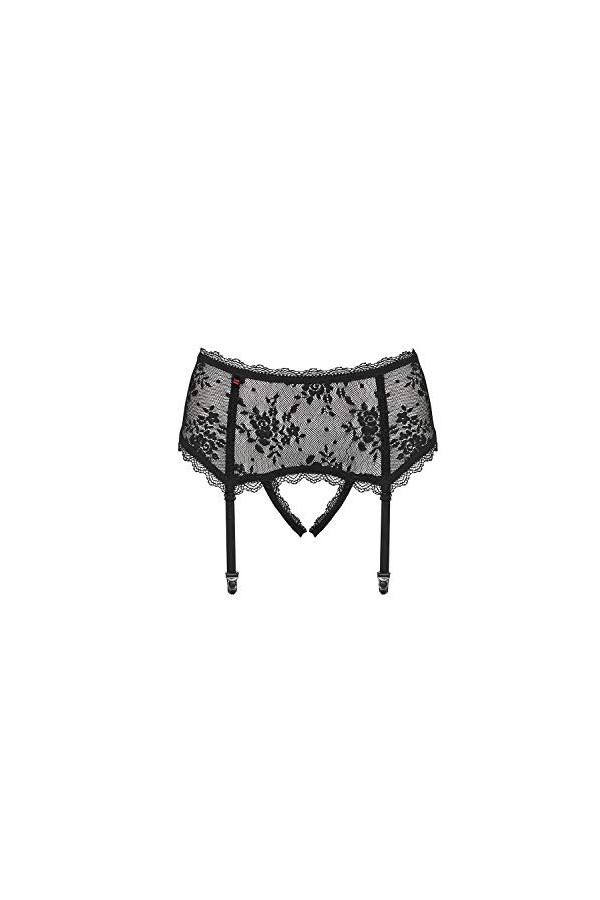 Selente Love & Fun, délicat porte-jarretelles pour femme dans une superbe boîte cadeau, Noir-large-dentelle, M/L