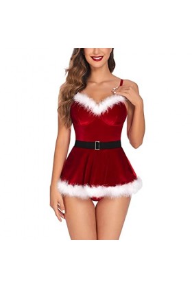 RYTEJFES Lingerie sexy pour femme, pour le sexe, Noël, extrêmement Dessuesexy - Sous-vêtements pour femme rouge - Ensemble de