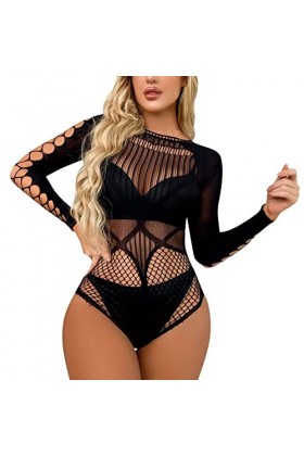 Générique Bodystocking Ouvert Entrejambe Mesdames Sexy Creux Net Bas Sexy Body Net Vêtements Tenue Sexy Femme Coquine Hot B-