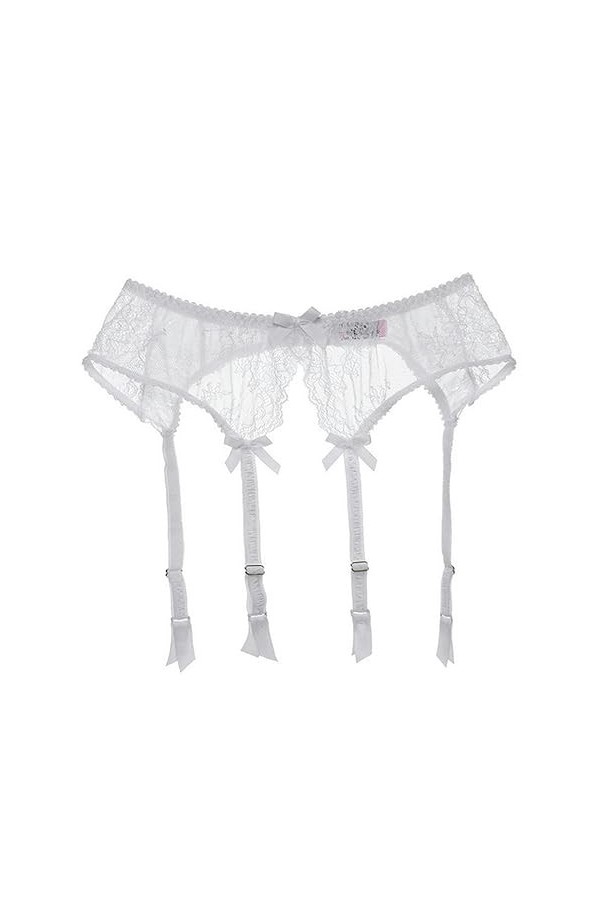 Porte-jarretelles noires en dentelle brodée ultra fine sexy pour femme Blanc