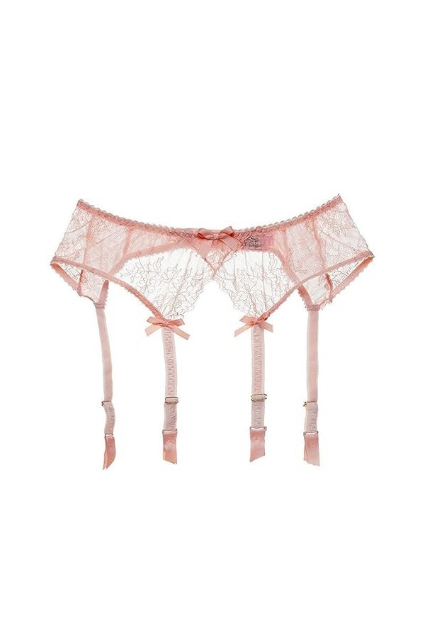 Porte-jarretelles noires en dentelle brodée ultra fine sexy pour femme Blanc