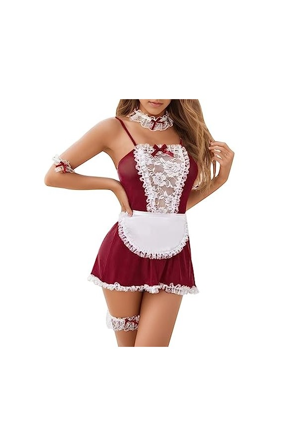 LKRSEEF Sailor Lingerie Adulte Pute Coquin Mini Tablier Halloween Noël Coquine Hot Babydoll Uniforme Érotique Sexy Robe Jeu O