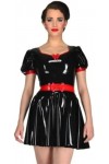 Vêtements En Latex Naturel Pour Femmes, Jupe Courte, Manches Courtes Bouffantes, Personnalisation,Noir,XL