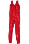 Combinaison En Latex Avec Bretelles, Col En V, Dos Nu, Entrejambe Ouvert, Pantalon Personnalisable, Rouge,Couleur Personnalis