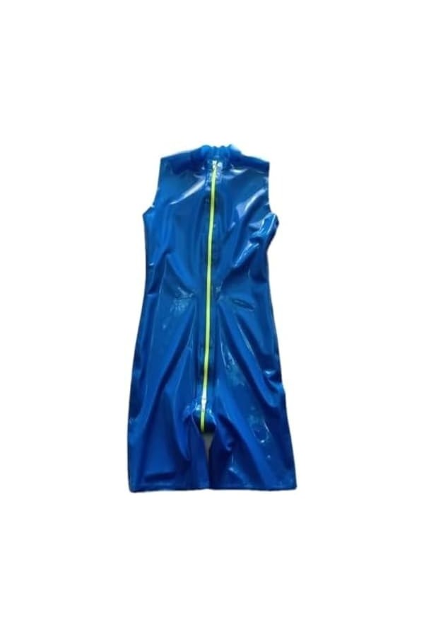 Catsuit En Latex, Vêtements En Latex Naturel, Body Pour Hommes Et Femmes, Short Sans Manches, Bleu, Personnalisé,Bleu,XL