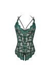 Tenue Sexy Ouverte Roleplay Lingerie Sexy Femmes Costumes Rouge Solide Dentelle Lingerie Body Pull Sexy Green, S 