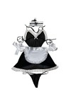 Tank Top Femme de Chambre Uniforme Cosplay Costume Mignon Sexy Ensemble de Lingerie Dentelle à Bretelles Camis et Culotte Nui