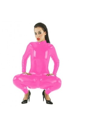 JQYTEN Ouvert Entrejambe Catsuit Femmes Wetlook PVC Combinaison Sexy à Manches Longues Moulante Body Cosplay Costume pôle Dan