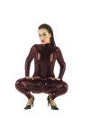 JQYTEN Ouvert Entrejambe Catsuit Femmes Wetlook PVC Combinaison Sexy à Manches Longues Moulante Body Cosplay Costume pôle Dan