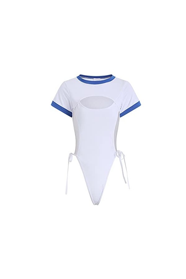 QNCLO Sous-vêtement sexy pour femme et étudiante - Jeu de rôle exotique japonais - Body blanc5 