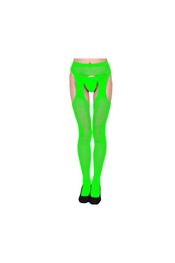 BIISDOST Lingerie Bodysuit Fishnet Soft Femmes Transparent Sexy Dentelle Collants Ouverts Body String pour Green, One Size 